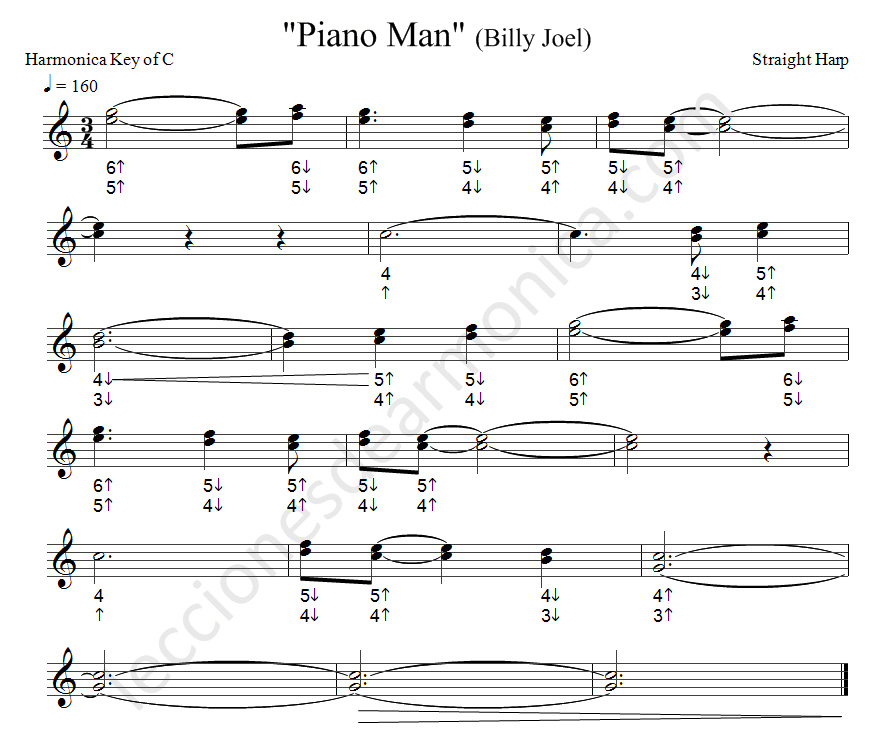 piano man harmonica sheet music